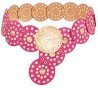 LIMHOO Ceinture large à disque pour femme en cuir ajouré - Ceinture ronde bohème western, Or rose rouge, M: 120cm/47.2in