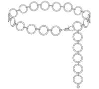 LIMHOO Chaîne de taille en métal pour femmes Ceinture à maillons en forme de ventre pour robes (XL447 O-ring Argenté Grand)