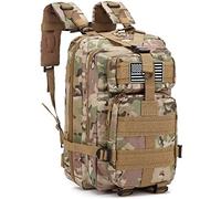 LIMHOO Sac à dos tactique pour homme - Petit sac à dos militaire 30 L EDC Molle avec écusson drapeau américain, Cp Camo, Sacs à dos polochon