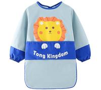 LIMHOO Tablier de peinture imperméable pour enfants âgés de 2 à 6 ans - Tablier de peinture graffiti pour tout-petits, Lion bleu, M: 53 cm / 20,8 Zoll Länge, für 2-4 Jahre