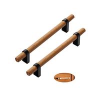 limiao123 2 Pièces Cabinet en Bois Massif Poignée Boutons De Meuble en Forme d'arc en Bois Poignee de Meuble Cuisine Bois Poignée en T pour Armoires,Tiroirs (hole distance 128mm,Black)