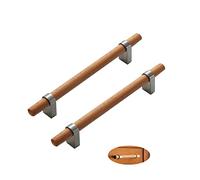 limiao123 2 Pièces Cabinet en Bois Massif Poignée Boutons De Meuble en Forme d'arc en Bois Poignee de Meuble Cuisine Bois Poignée en T pour Armoires,Tiroirs (hole distance 128mm,Silver)