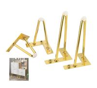 limiao123 Lot de 4 pieds en épingle à cheveux en métal pour table basse moderne à 2 tiges de support pour armoire, armoire, table de chevet, placard, café (40 cm, doré)