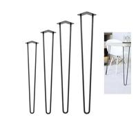 limiao123 Lot de 4 pieds en épingle à cheveux, pieds de table en métal noir, pieds de meubles modernes, 2 tiges pour table de salle à manger, table d'extrémité, armoire, meuble TV, table de chevet (45
