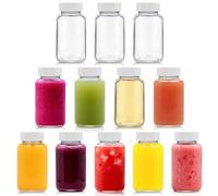 LIMILI Lot de 12 petites bouteilles à shot en verre transparent avec couvercles, réutilisables, à large goulot étanche, pour boire, lave-vaisselle et réfrigérateur