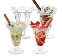 LIMILI Lot de 4 verres à milkshake, verres à crème glacée en verre sans plomb, plats à dessert, verres à dessert en forme de fontaine à soda (200 ml)