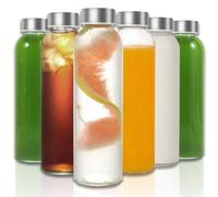 LIMILI - Lot de 6 bouteilles en verre à remplir - 500 ml - Avec bouchon à vis - Pour les déplacements - Transparent - Anti-fuite - Pour boissons chaudes et froides