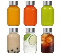 LIMILI Lot de 6 bouteilles en verre avec couvercles réutilisables de 150 ml pour boissons chaudes et froides, travail, salle de sport, maison