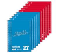 Limit Lot de 10 bloc-notes A4, 80 feuilles, 5 quadrillés et 5 lignés avec marge, idéal pour les étudiants, les étudiants et le bureau