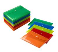 Limit Lot de 20 porte-documents en plastique DIN A5 (25 x 18 cm) - 5 couleurs - Translucides - Avec fermeture à bouton pression - Portefeuilles robustes et trieur