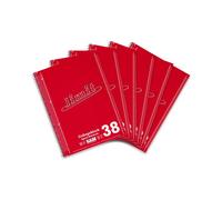 Limit Student College Lot de 6 blocs-notes A4 quadrillés double marge 160 pages Rouge