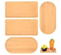 LIMITADA 4 Pièces Mini Plateau Bambou Plateau Bambou Rectangulaire Ovale Plateau Bambou Plantes Plateau Bois Rectangulaire Soucoupe en Bambou Plateau de Service pour Fruits Pot de Fleur Plantes Pain
