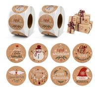 LIMITADA Gommettes Noël 1000 Pcs Autocollants De Noel Rouleau D'autocollants de Noël Etiquette Vacances Cadeau Autocollants d'enveloppe Joyeux Noël Autocollants Étiquettes Adhésives en Papier Kraft