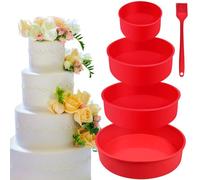 LIMITADA Set de 4 Moule a Gateau Silicone Rond 25cm/20cm/15cm/10cm Plateau de Cuisson antiadhésif en Silicone Moule Layer Cake Moule à Manqué Moule Silicone Patisserie Pour Gateau, Mousse, Le Dessert