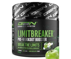 LIMITBREAKER® Pre Workout Booster avec Caféine 300 mg - Goût Pomme Verte Acide - avec L Citrulline, AAKG, Bêta Alanine & L Théanine - Haut Dosage - 360 g Poudre 20 Portions - Végan