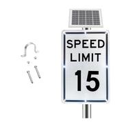 Limite Vitesse Clignotante LED Avec, Panneau de Limitation de Vitesse Clignotant DEL Alimenté l'énergie Solaire, Visibilité 500 m, IP65, pour Rappel Sécurité Carrefour Urbain(15 Mph)