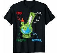 Limited Bong Elements Fire Water Earth Air THC Smoking Anatomy T-Shirt Black