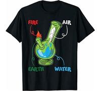 Limited Bong Elements Fire Water Earth Air THC Smoking Anatomy T-Shirt Black Manches Courtes(Large)