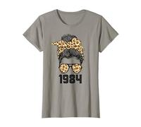 Limited Edition Leopard Messy Bun Awesome Since 1984 T-Shirt