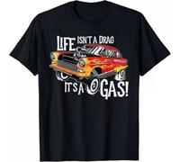 Limited Life Isn't A Drag It's A Gas Funny Gasser Hot Rod 1955 T Shirt Black XXL