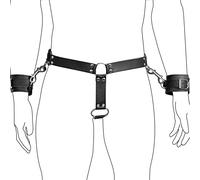 Limmion Ceinture de chasteté pour homme en cuir sexy chasteté ceinture avec poignets et métal bite sexy string Jouets Sexuels Bondage SM Fetish Bondage Play Slave Costume Erotique pour Homme