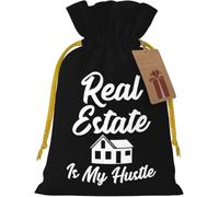 L'immobilier, c'est mon truc ! Sac en toile de jute réutilisable avec cordon de serrage, idéal pour Noël et les cadeaux d'invités (humour).
