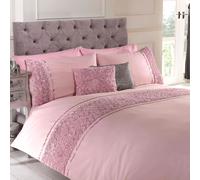 Limoges rose volant blush rose Super King housse de couette et taie d'oreiller ensemble