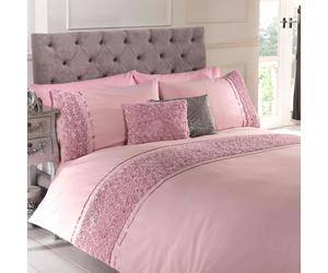 Limoges Rose Ruche Fard Simple Ensemble de Couverture & Taie D'Oreiller Couette