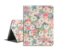 LiMon Arts Compatible avec iPad 9/8/7e génération 10,2"/iPad Air 3ème 10,5" avec motif floral pour femmes et filles, jolie housse folio avec porte-crayon, rose, blanc, rouge, fleurs sauvages
