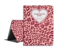 LiMon Arts Cute Art Étui pour iPad Pro 4e/3e/2ème génération 11", livre de | Étui portefeuille fin en cuir PU pour femmes et filles, avec carnet de composition, imprimé léopard rose avec cœur