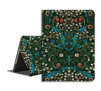 LiMon Arts Étui pour iPad Mini 6(^>e<^) génération 8,3" 2021 avec Motif Floral, étui Folio Fin Multi-Angle en Similicuir PU avec Porte-Crayon, Motif Floral Vert botanique William Morris Blackthorn