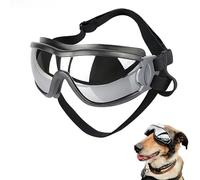 LIMOOO Lunettes de soleil pour chiens, protection UV, vent, poussière, brouillard avec sangles élastiques réglables pour vieux chien, équitation, conduite (argent)