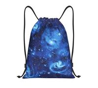 Limpac Blue Universe Sac à dos de sport avec cordon de serrage pour homme et femme Motif cosmos galaxie, Noir , M