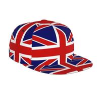 LimPac Casquette de baseball unisexe à bord plat avec drapeau anglais - Casquette snapback réglable - Style Hip Hop pour homme et femme - Noir, noir, Taille unique