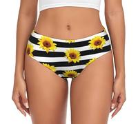 LimPac Culottes de sous-vêtements pour femmes avec imprimé tournesols, slip extensible doux et respirant, grande taille disponibilité, noir, Large
