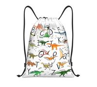 Limpac Élégant sac à dos d'apprentissage dinosaure avec cordon de serrage pour homme et femme, Noir , M