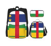 LimPac Élégant sac à dos de voyage motif drapeau de l'Afrique centrale, boîte à déjeuner, trousse à crayons, mignon, résistant à l'eau, durable, léger, noir, taille unique, Noir , Taille unique