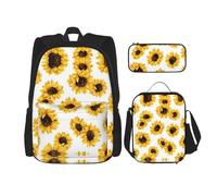LimPac Élégant sac à dos de voyage tournesol, boîte à déjeuner, trousse à crayons, mignon, résistant à l'eau, durable, léger, noir, taille unique, Noir , Taille unique