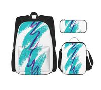 LimPac Ensemble de sac à dos avec motif tasse des années 90, sac à dos, boîte à déjeuner et trousse à crayons pour voyage décontracté, noir, One Size