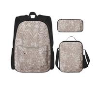 LimPac Ensemble de sac à dos classique imprimé peau de serpent avec sac à dos, boîte à déjeuner et trousse à crayons pour voyage décontracté, noir, One Size