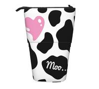 LimPac Étui télescopique imprimé vache au lait noir et blanc, sac de papeterie debout, porte-stylo rétractable avec fermeture éclair