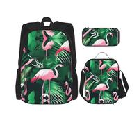 LimPac Flaming Bird Green Leaf Sac à dos de voyage élégant, boîte à déjeuner, trousse à crayons, mignon, résistant à l'eau, durable, léger, noir, taille unique, Noir , Taille unique