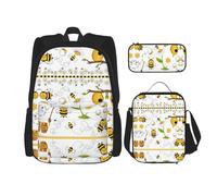 LimPac Flying Bees Daisy Honey Sac à dos de voyage élégant, boîte à déjeuner, trousse à crayons, mignon, résistant à l'eau, durable, léger, noir, taille unique, Noir , Taille unique