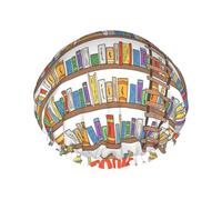 Limpac Funny Book Shelf Collection and Ladder Bonnet de douche de luxe réutilisable pour femme, double couche élastique de protection pour femme, salon spa