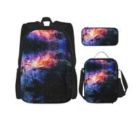 LimPac Galaxy In The Universe Sac à dos de voyage élégant, boîte à déjeuner, trousse à crayons, mignon, résistant à l'eau, durable, léger, noir, taille unique, noir, Rozmiar uniwersalny, Noir ,