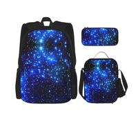 LimPac Galaxy Stars Sac à dos de voyage élégant, boîte à déjeuner, trousse à crayons, mignon, résistant à l'eau, durable, léger, noir, taille unique, noir, Rozmiar uniwersalny, Noir , Rozmiar
