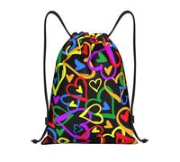 Limpac Gay Pride Sac à dos de sport avec cordon de serrage pour homme et femme Motif arc-en-ciel, Noir , S