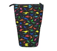 LimPac Jolie trousse télescopique en forme de dinosaure pour stylos, fournitures de PA, joli organisateur de maquillage de bureau, Noir , Taille unique, Art Eeco
