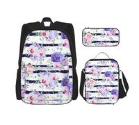 LimPac Rozmiar uniwersalny Sac à dos de voyage élégant à rayures pour plantes succulentes, boîte à déjeuner, trousse à crayons, mignon, résistant à l'eau, durable, léger, noir, taille unique, noir,