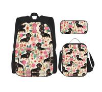 LimPac Rozmiar uniwersalny Sac à dos de voyage élégant pour chien, boîte à déjeuner, trousse à crayons, mignon, résistant à l'eau, durable, léger, noir, taille unique, noir, Noir , Rozmiar uniwersalny